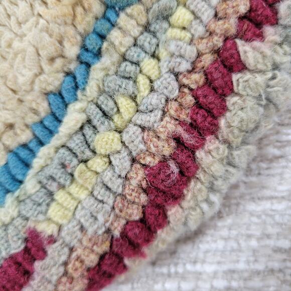 VTG Black Cat Fays Garret Seat Cushion Rug Round Hand Hook Loop Signed Folk Art - Picture 6 of 16